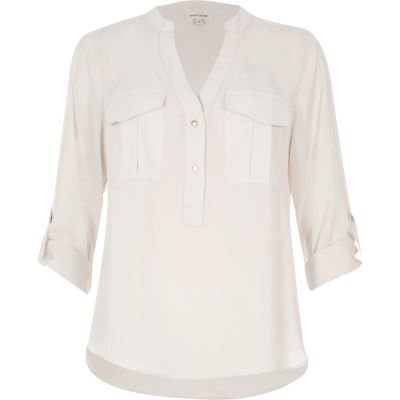 Light grey utility blouse